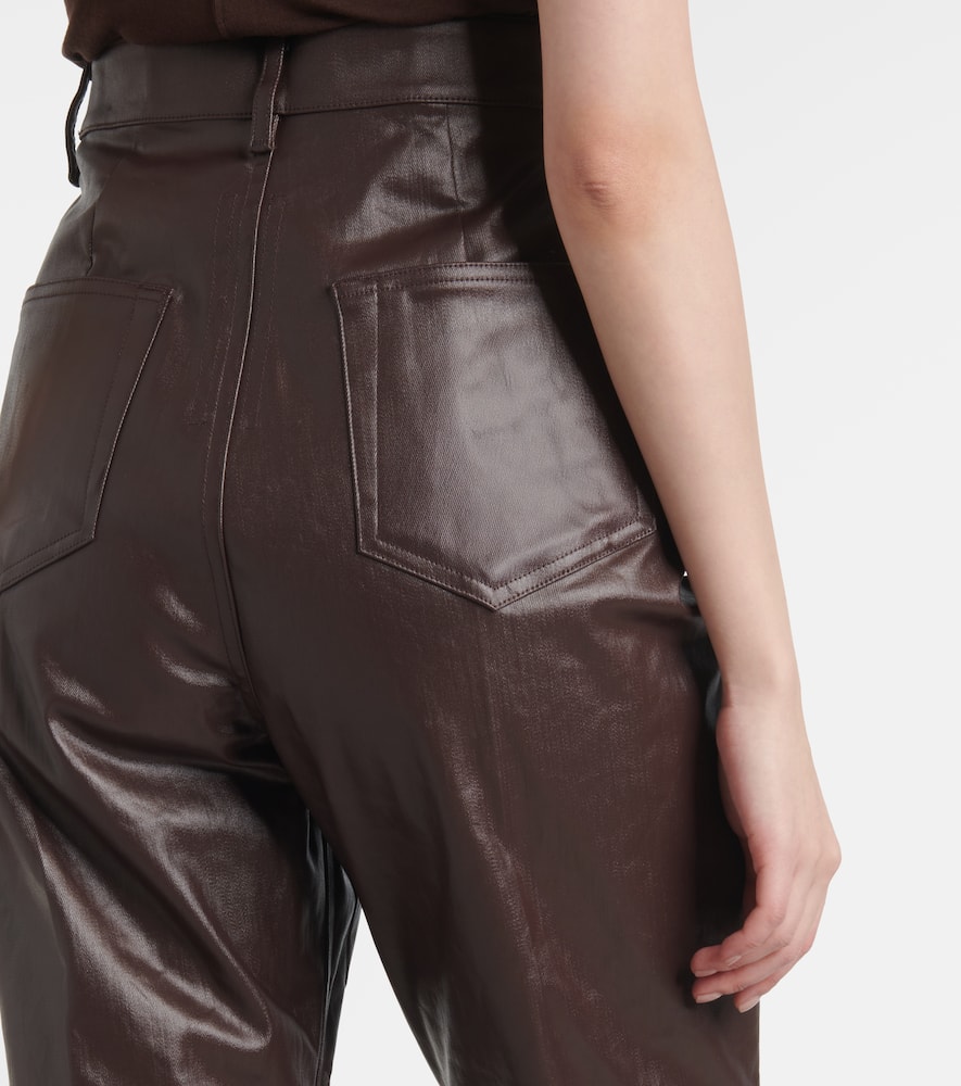 High-rise coated canvas straight pants
