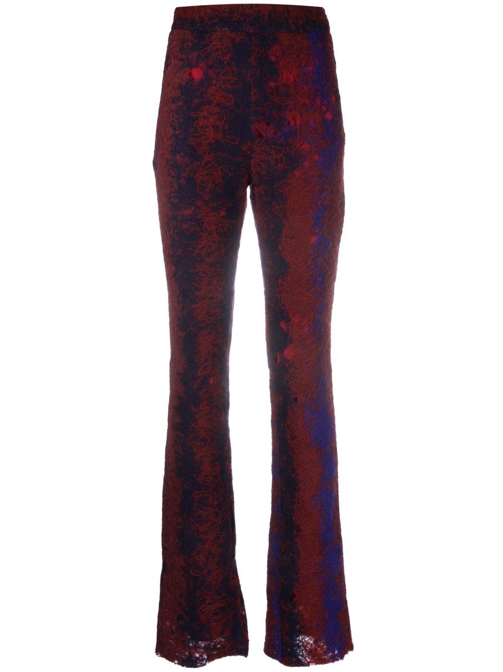 Flared contrasting-stitch trousers - Purple