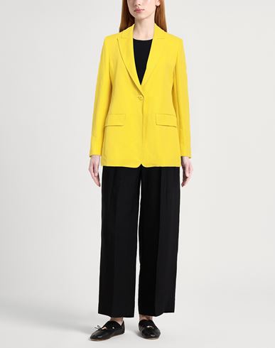Woman Blazer Yellow Size 6 Viscose, Linen