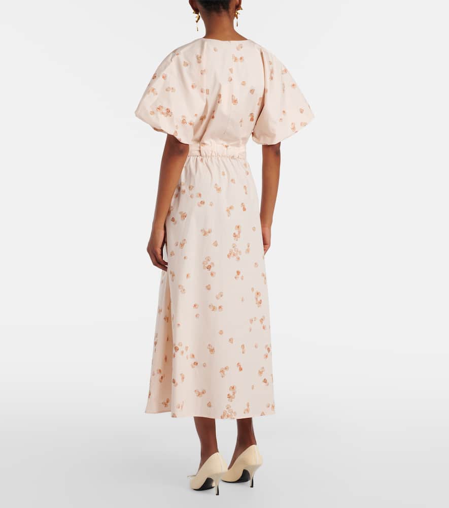 Paulina floral belted cotton-blend midi dress