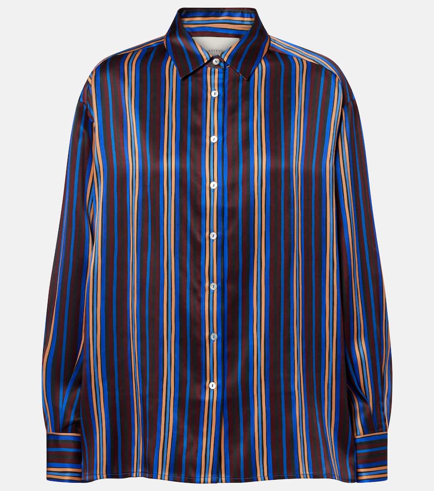 Maya striped silk charmeuse pajama shirt