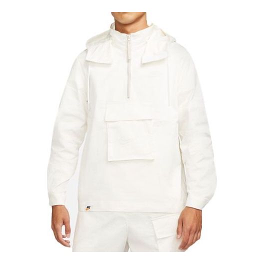 Sportswear Half Zipper Sports Hooded Jacket White
