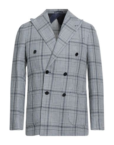 Man Blazer Slate blue Size 40 Linen, Virgin Wool