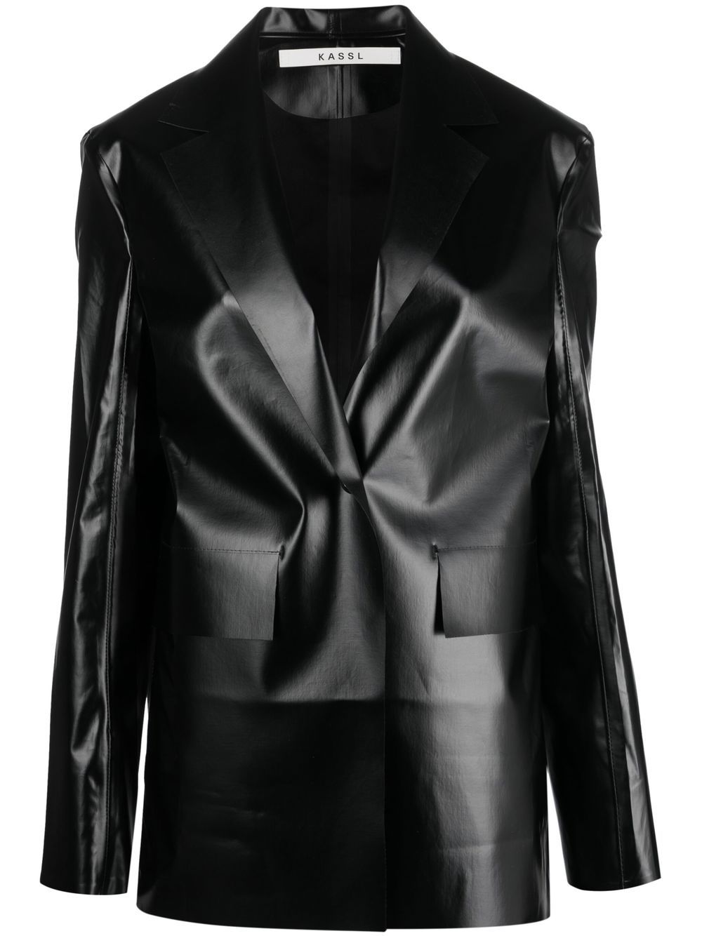 High-shine single-breasted blazer - Black