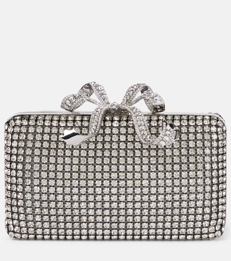 Self-Portrait Bow Small crystal-embellished clutch