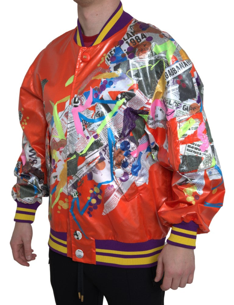 Mixed-Media Print Jacket — Orange