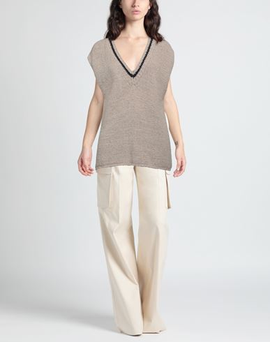Purotatto Woman Sweater Light brown Size S Cotton, Polyamide