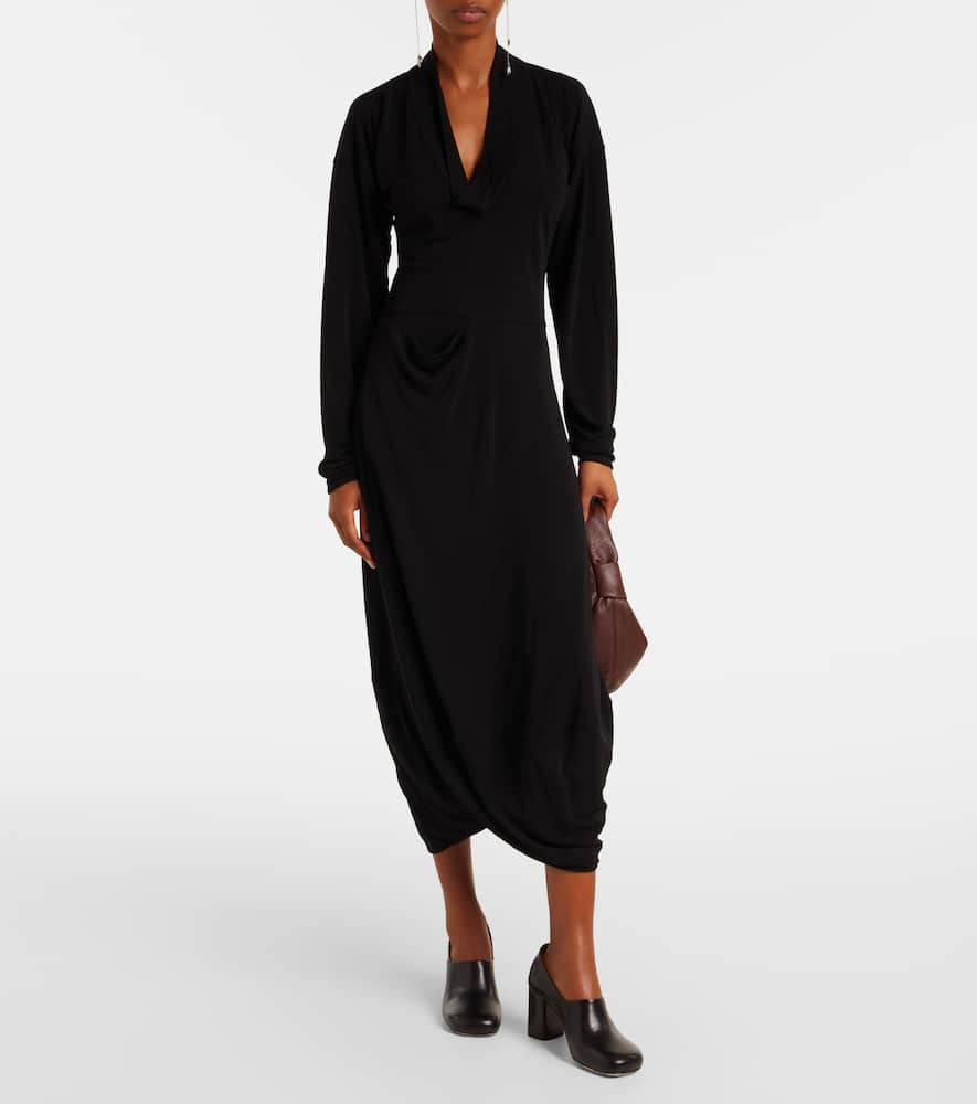 Draped crêpe jersey maxi dress
