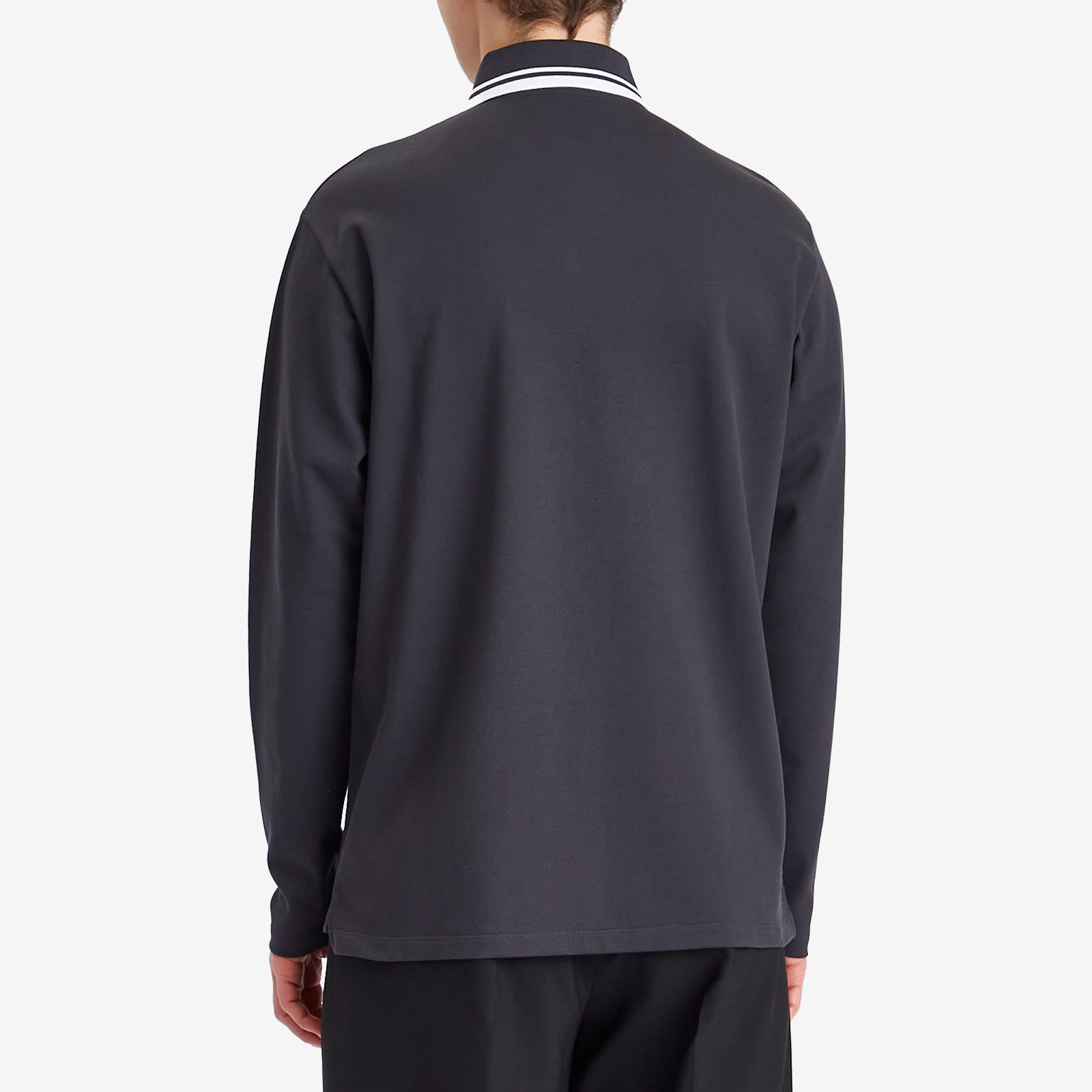 Men's Stretch Cotton Long Sleeve Polo Shirt in Dark Grey