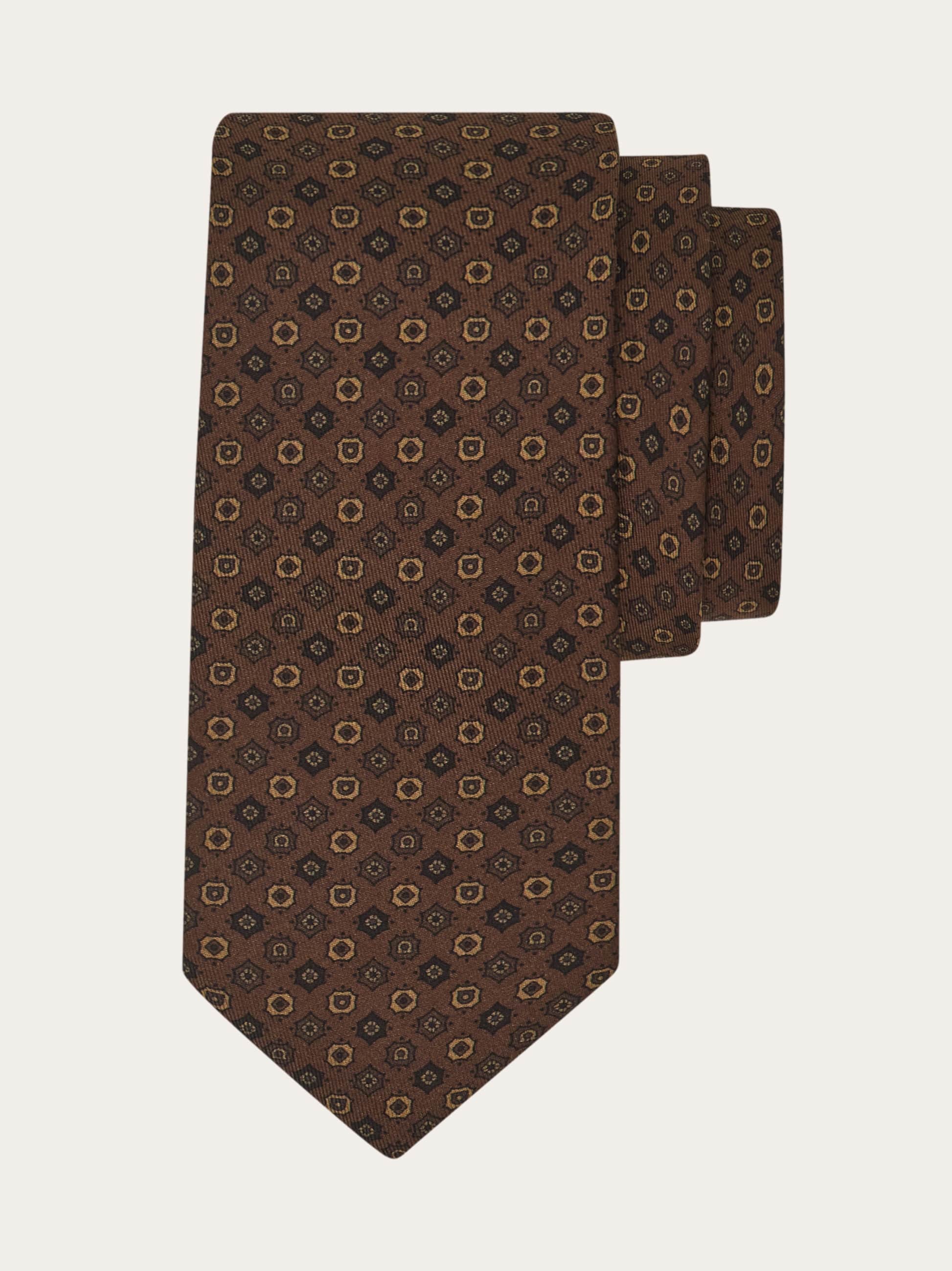 Men Micro pattern silk tie Brown