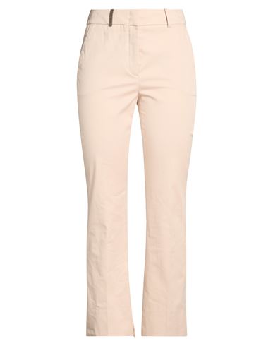 Woman Pants Cream Size 10 Cotton, Elastane