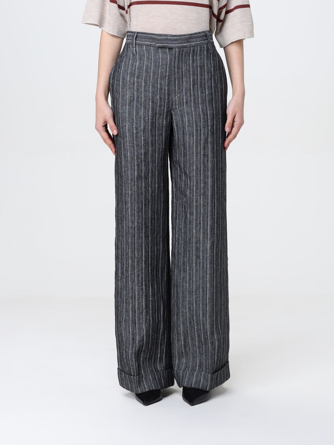 Pants BRUNELLO CUCINELLI Woman color Grey