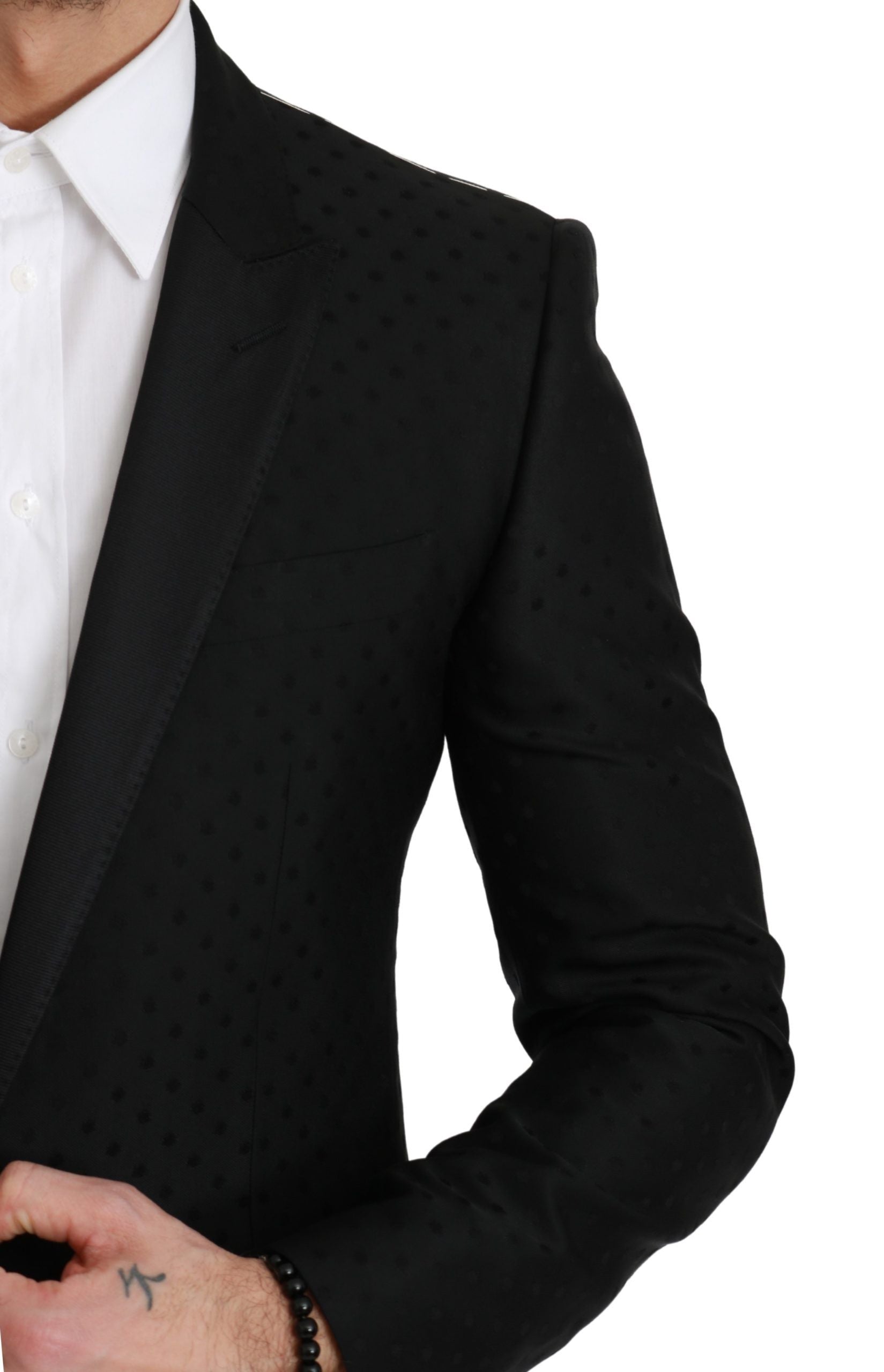 Polka-Dot Virgin Wool Blazer — Black