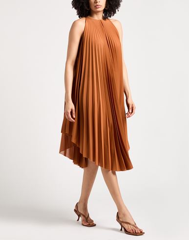 Woman Midi dress Tan Size 6 Polyester, Cotton