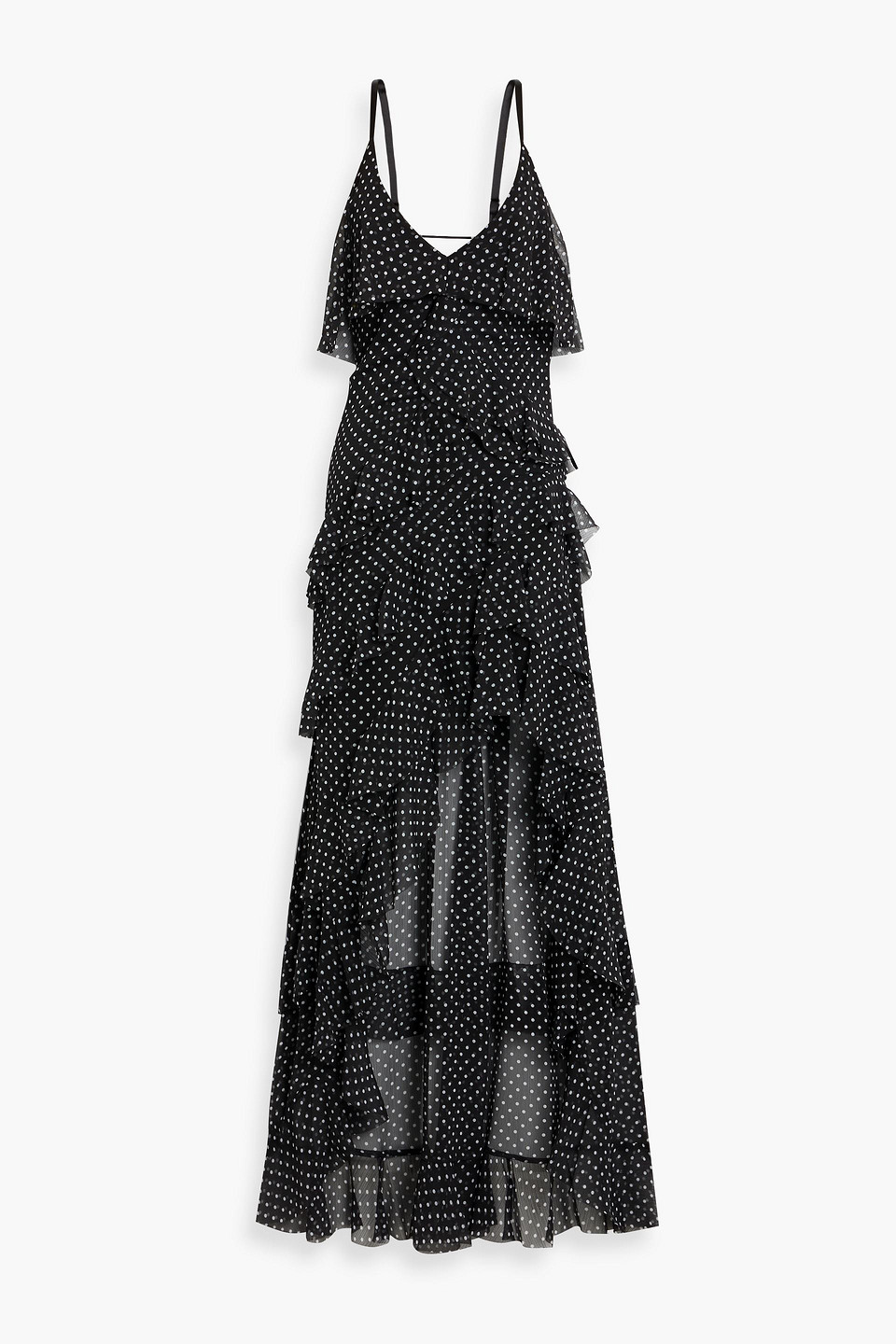Alice Olivia - Laverne ruffled polka-dot georgette maxi dress - Black - US 12