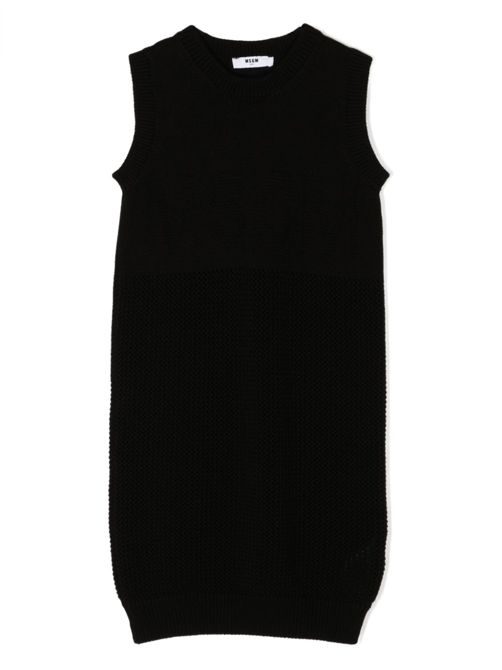 Sleeveless tricot-knit dress - Black
