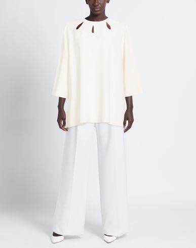 Woman Top Ivory Size 10 Virgin Wool, Polyamide