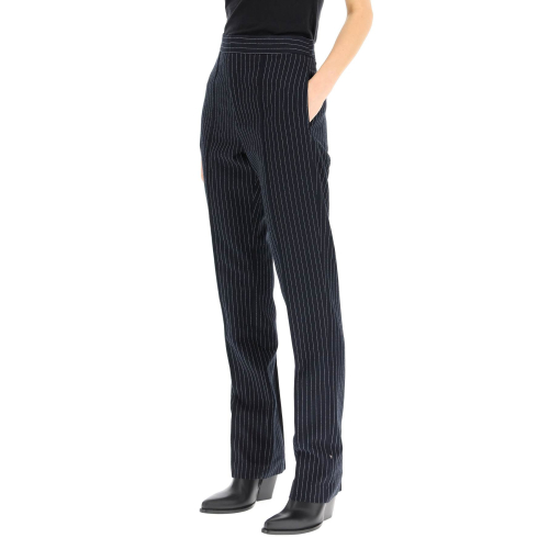 Pinstriped straight-leg trousers