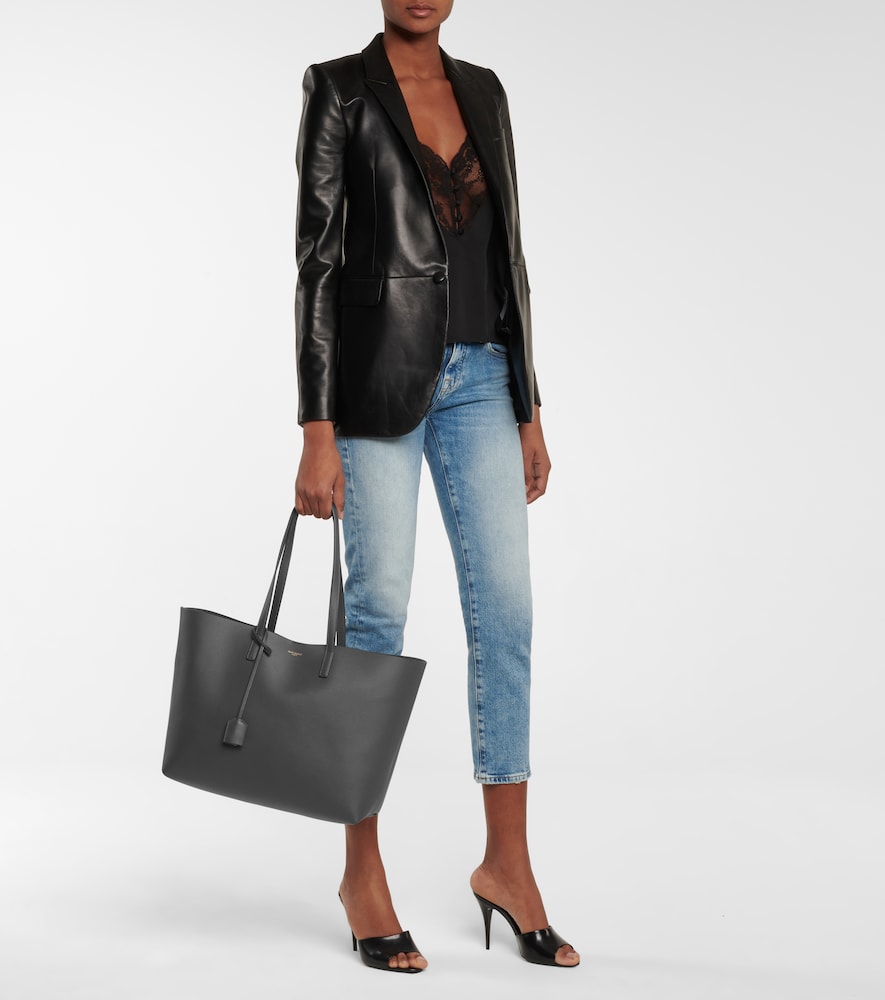 Shopping E/W leather tote