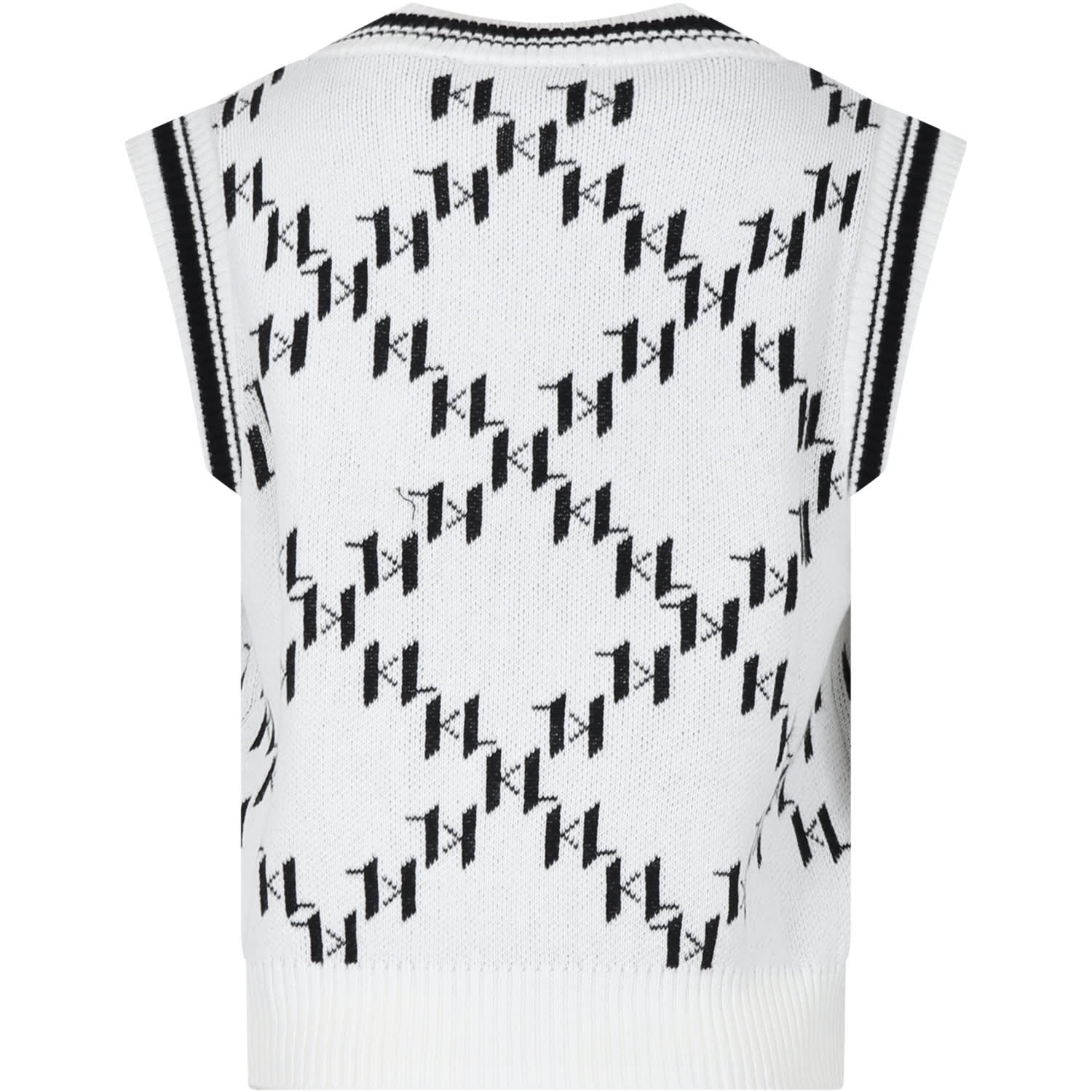 Monogram cotton knitted vest - White