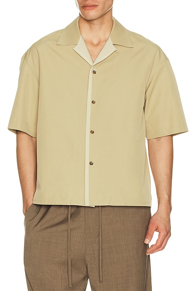 Le17Septembre Open Collar Short Sleeve Shirt in Mustard - Beige. 46 also