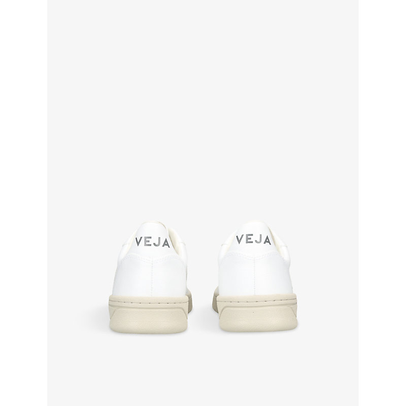 Womens White V-10 Logo-embroidered Vegan-leather Low-top Trainers