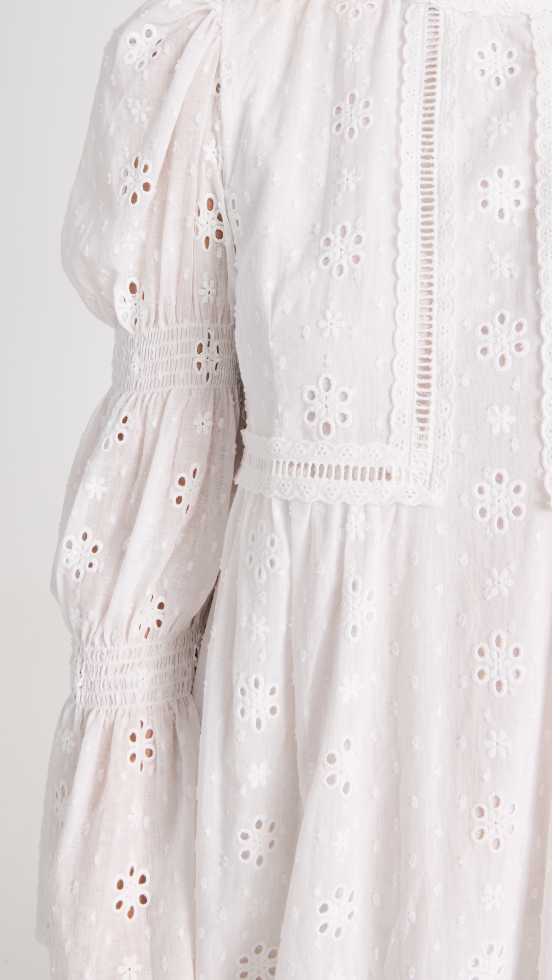 Embroidered Swiss Dot Maxi Dress White 