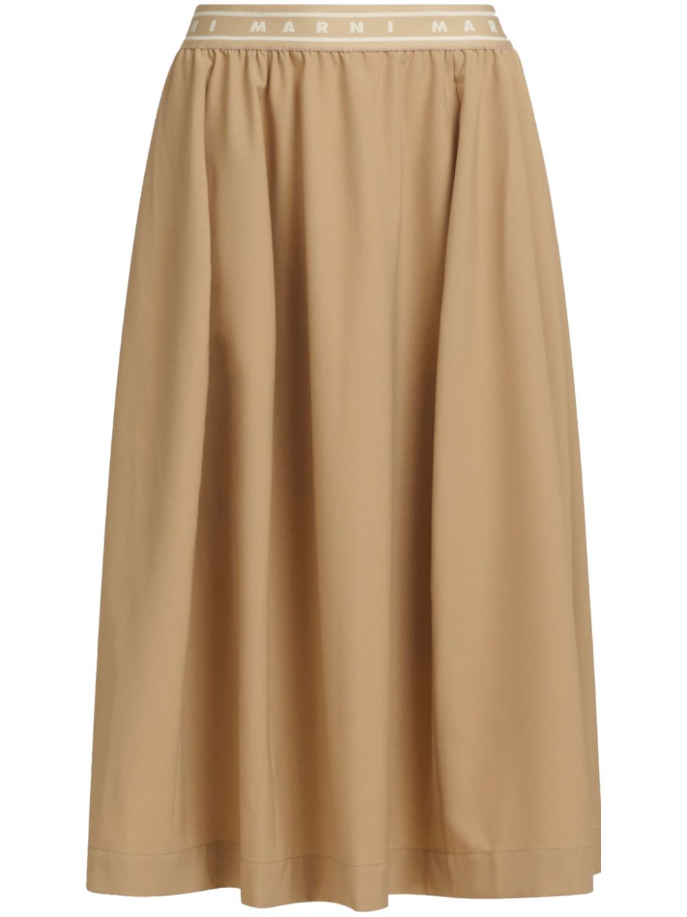 Logo-waistband midi skirt - Neutrals