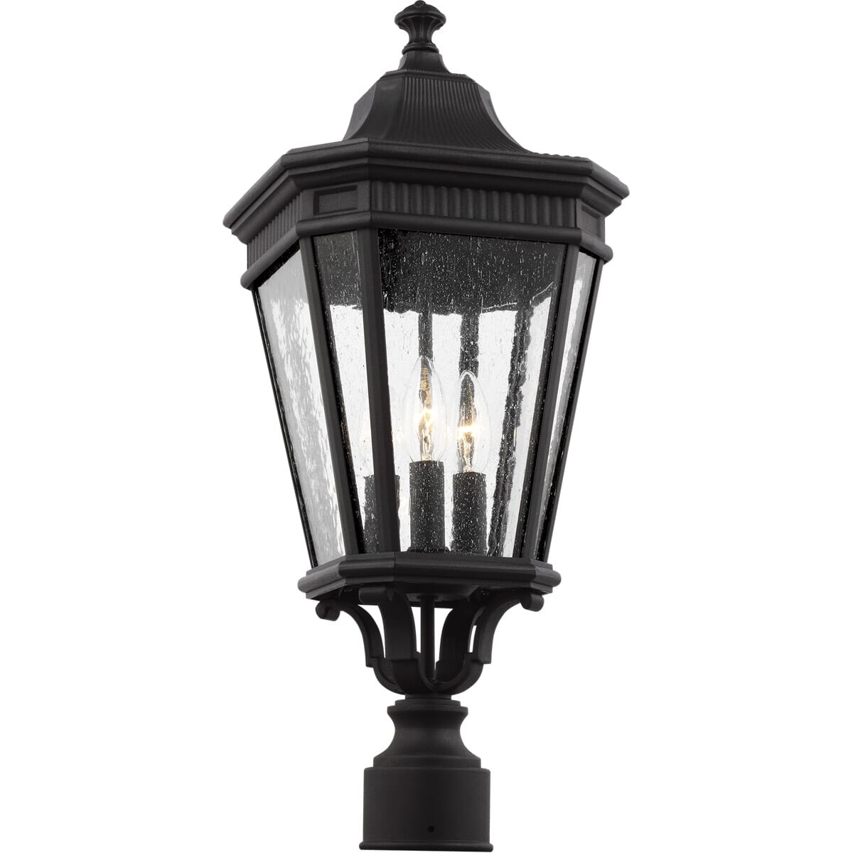 Black Three Light Outdoor Post Lantern from the Cotswold Lane Collection