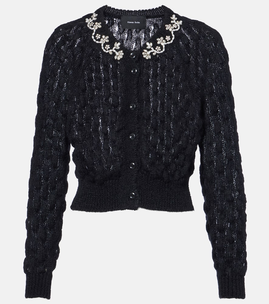 Embellished mohair-blend cardigan