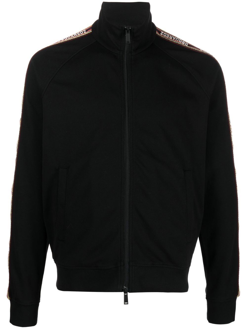 Embroidered-logo zip-up sweatshirt - Black