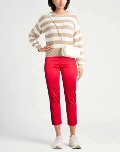 Woman Pants Red Size 12 Cotton, Elastane