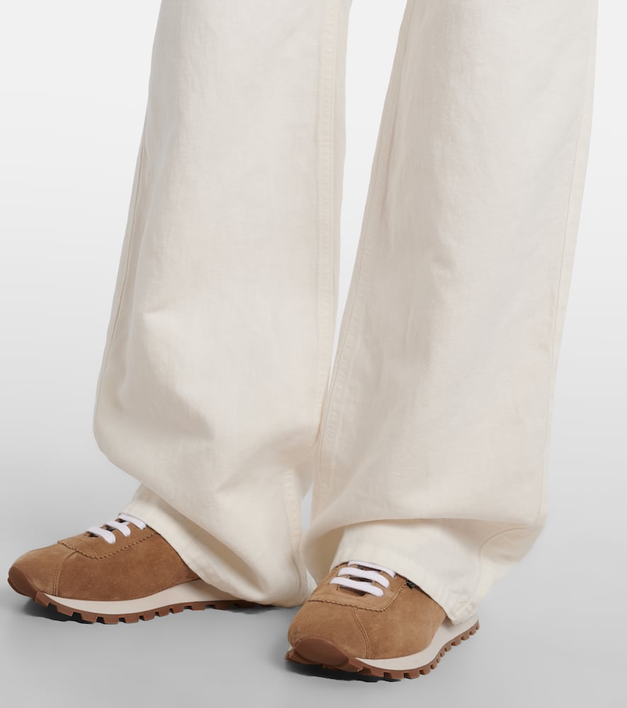 Cotton and linen wide-leg pants