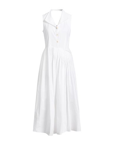 Woman Midi dress White Size 8 Cotton