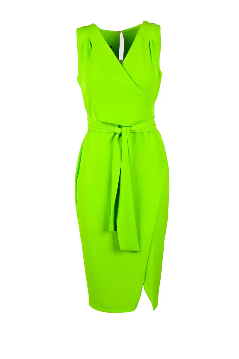 Asymmetrical Midi Dress with Wrap-Style Front