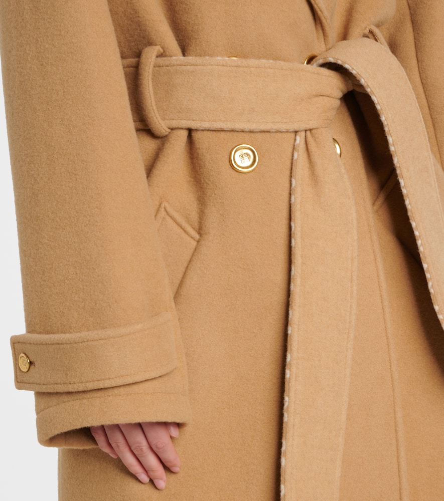 Wool and silk wrap coat