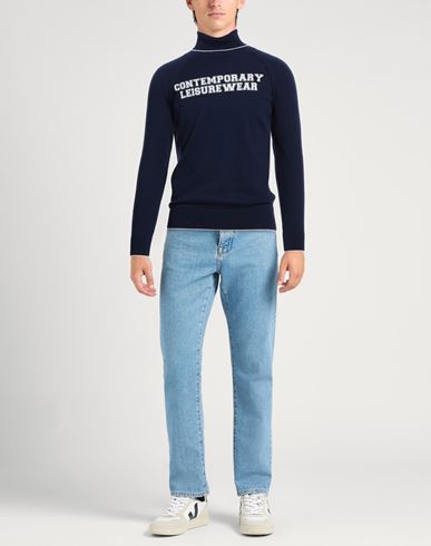 Man Turtleneck Navy Size XL Textile fibers