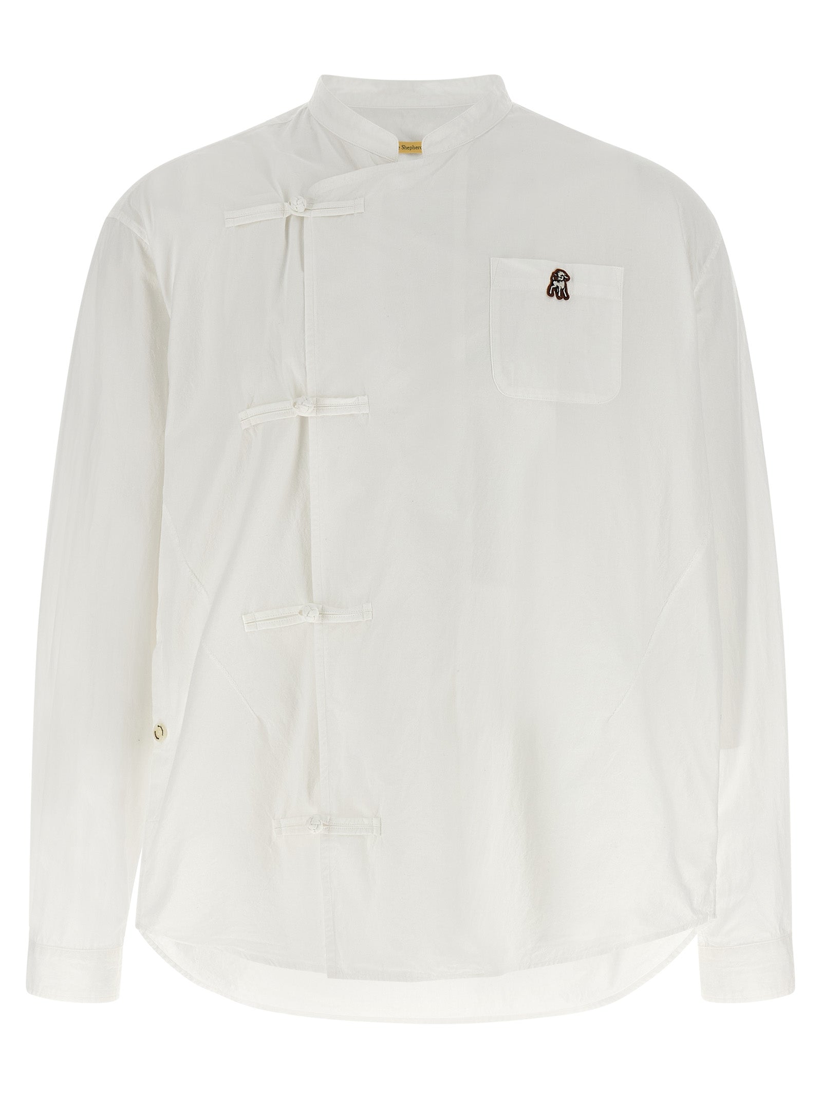 Cotton Mandarin Collar Overshirt — White