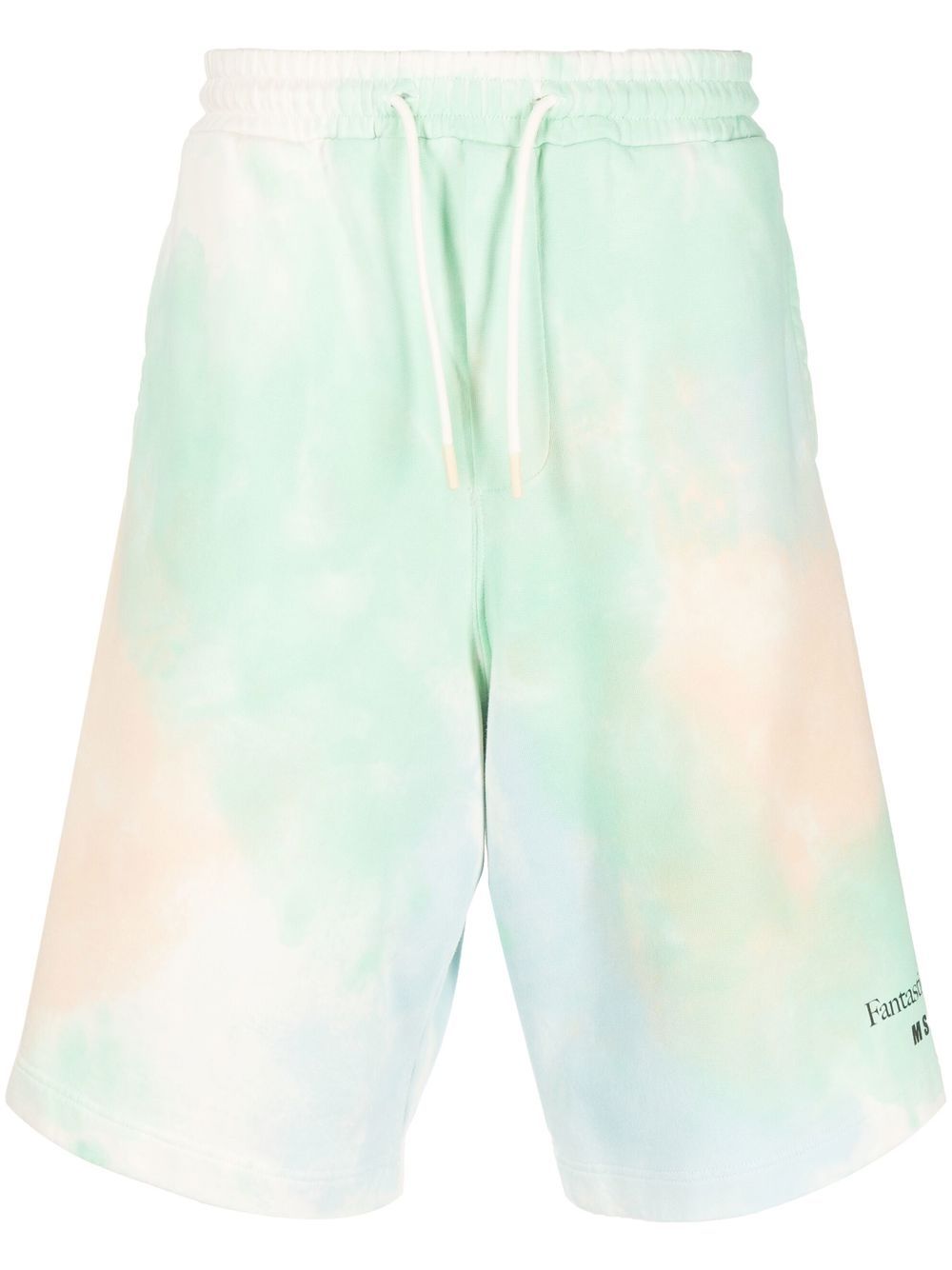 Logo-print tie-dye shorts - Green