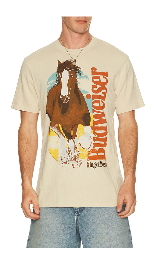 Junk Food Bud Clydesdale Tee in Cream. M. Also in S, L, XL/1X
