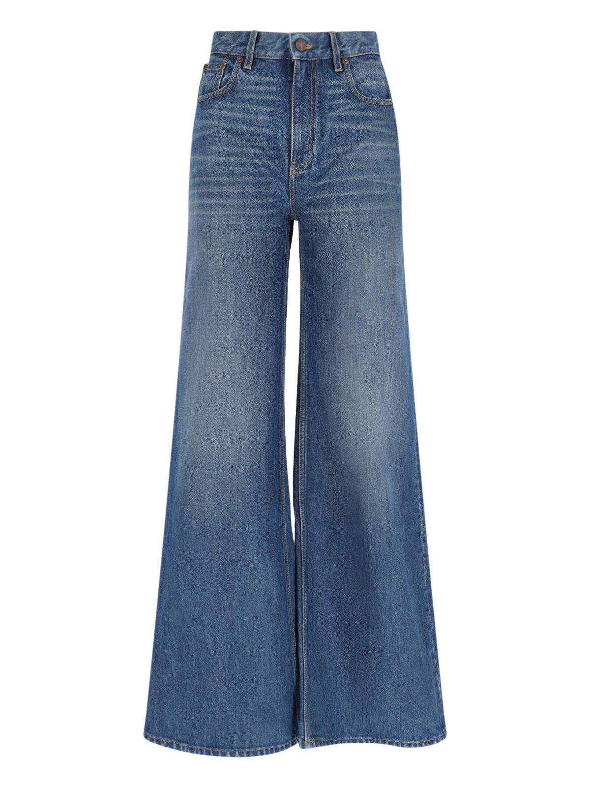 Chloé Women's Cotton Denim Jeans with Calf Leather Patch
