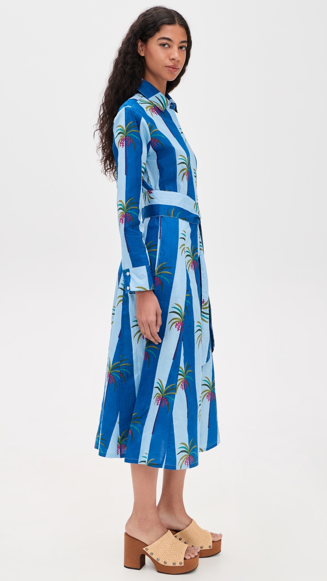 Luciana Palm Dress Blue