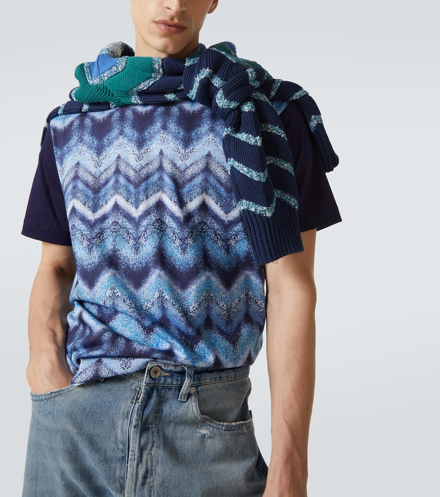 Zigzag printed cotton jersey T-shirt