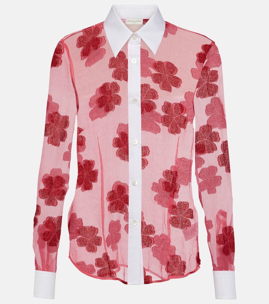 Floral cotton jacquard shirt