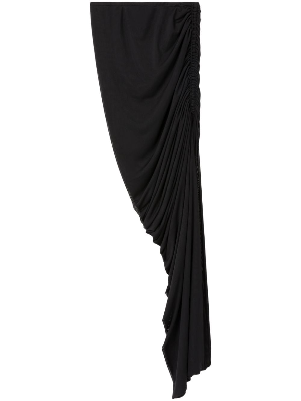 Ruched Side-Slit Skirt — Black