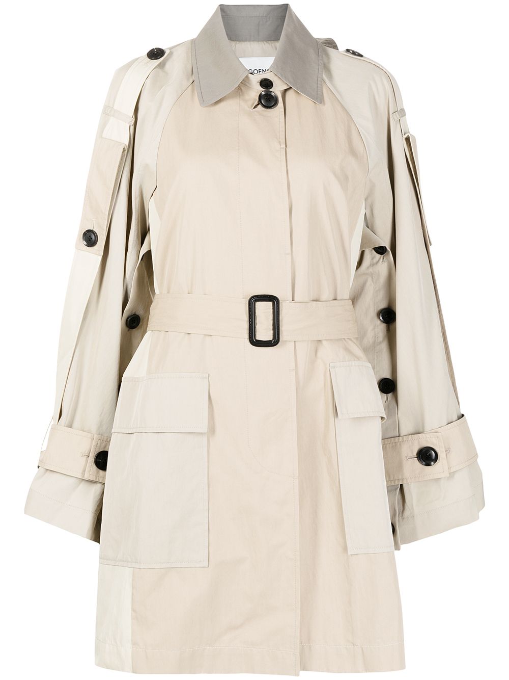 Colour-block oversized trench coat - Brown