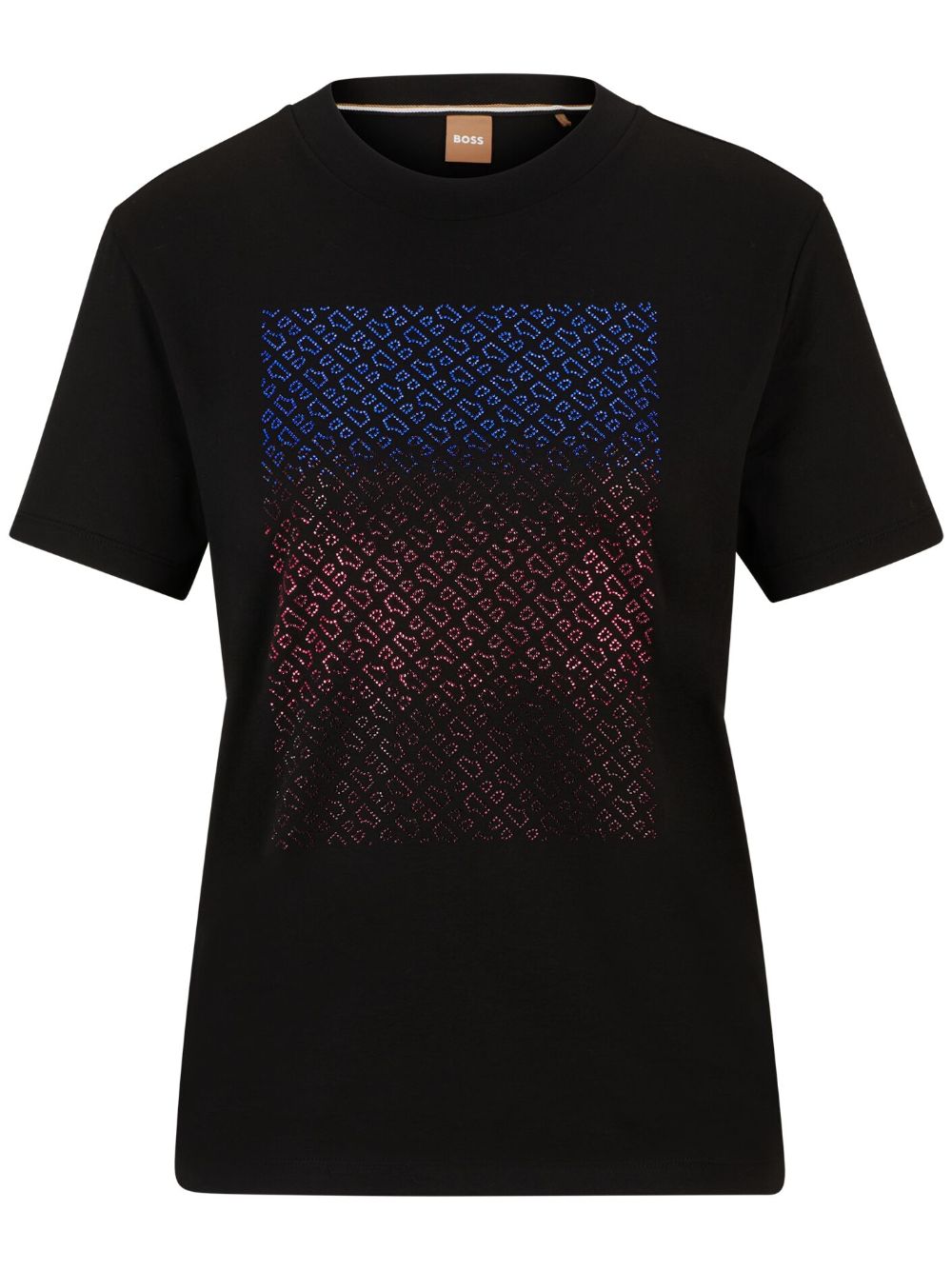 Crystal-embellished monogram T-shirt - Black