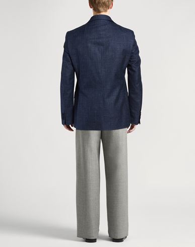 Man Blazer Midnight blue Size 42 Linen, Virgin Wool