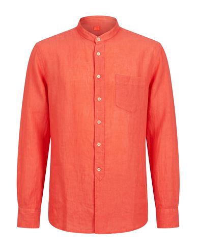 Man Shirt Tomato red Size L Linen