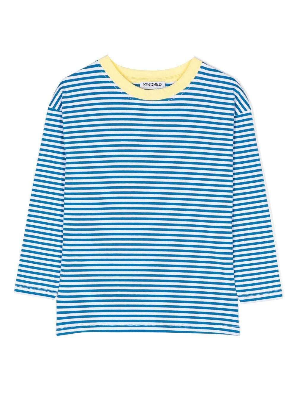 Contrast-trim striped T-shirt - Blue